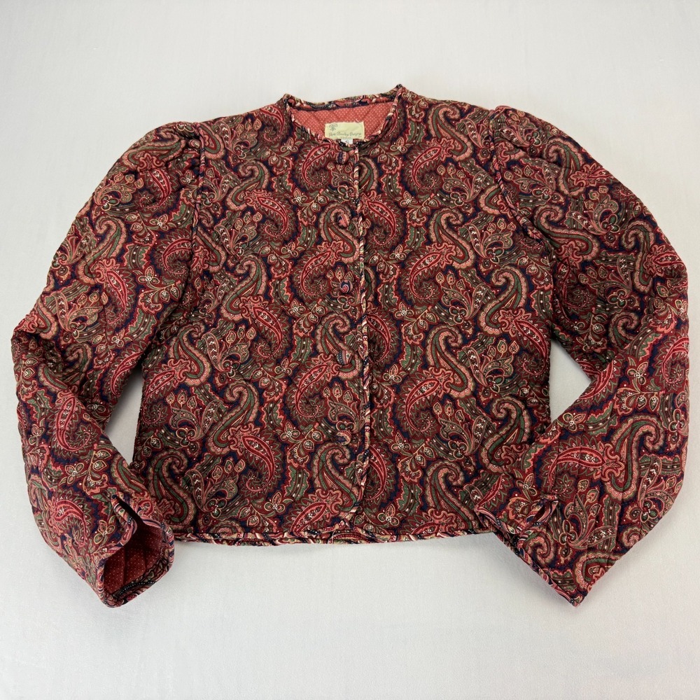 Vera‎ Bradley Designs VTG Quilted Paisley Cropped Button Jacket Sz S Artsy Boho